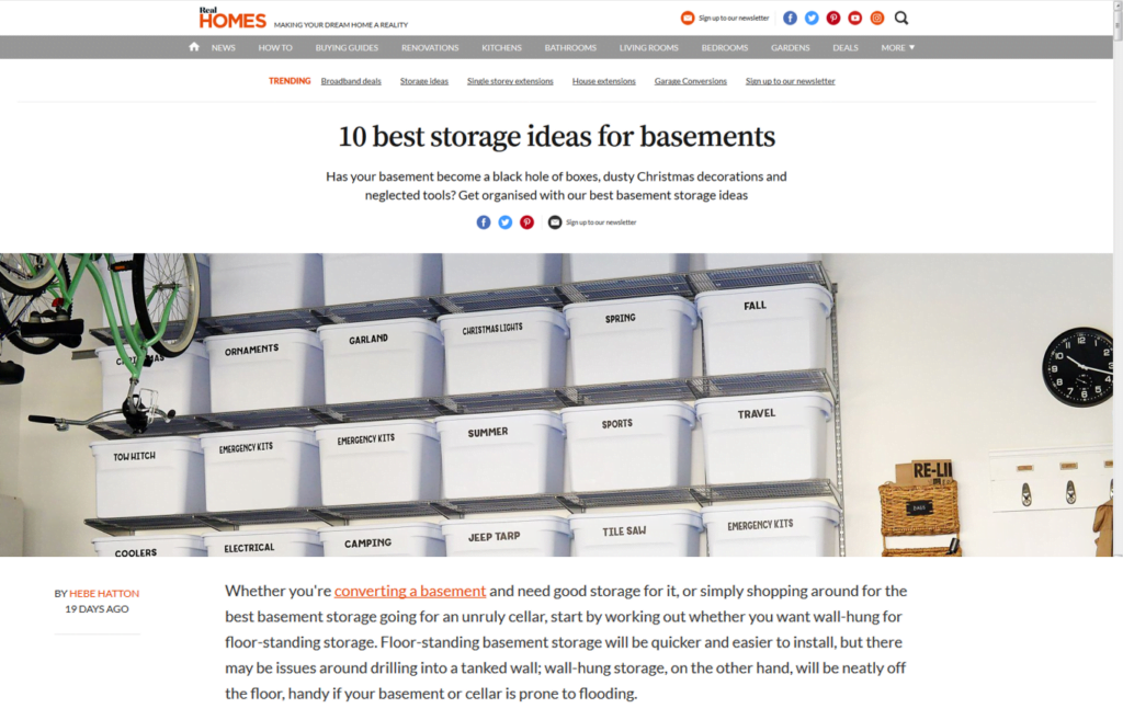 Real Homes Basement Storage Article