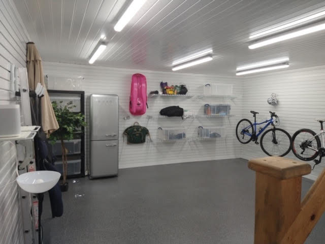 Surrey garage with ceiling cladding